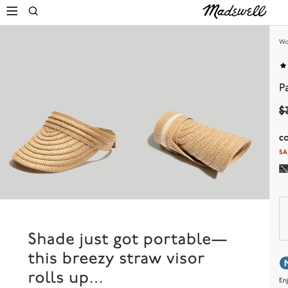 Madewell braided packable straw Visor